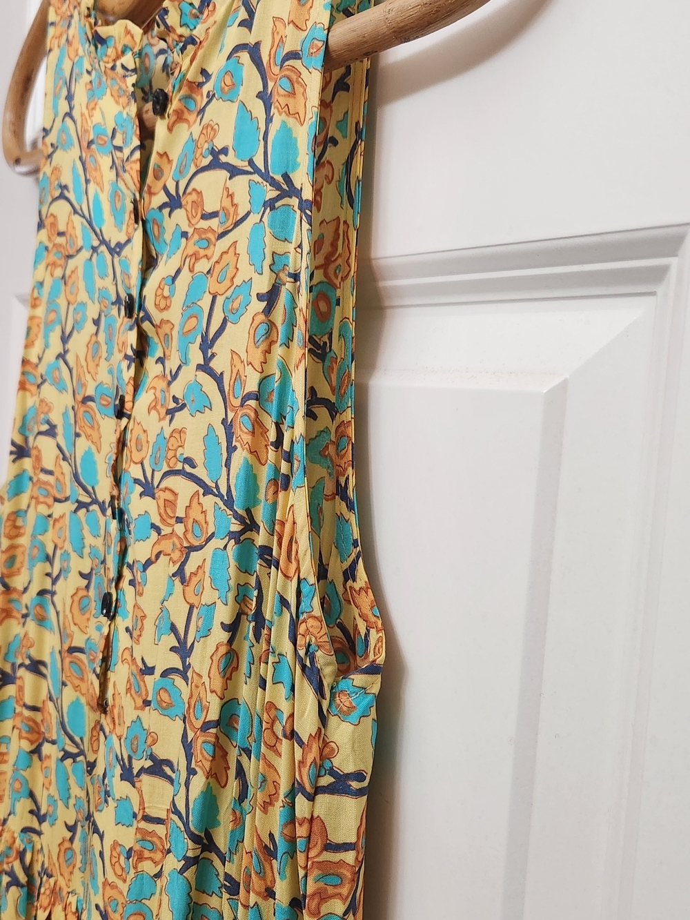 Sleeveless Floral Maxi Dress in Teal and Rust - Picture 7 of 14